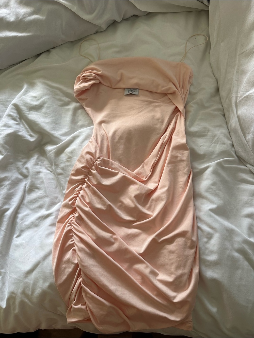 Oh Polly Blush Cutout Ruched Mini Dress - Picture 2 of 3